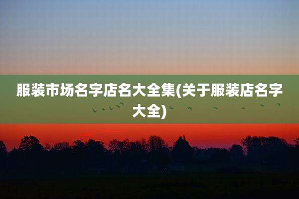 服装市场名字店名大全集(关于服装店名字大全)