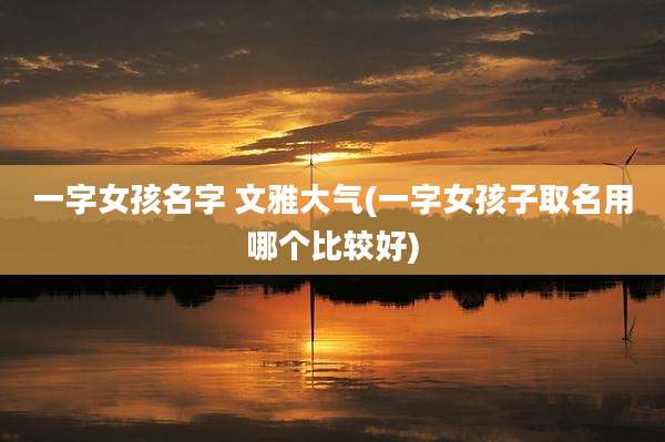 一字女孩名字 文雅大气(一字女孩子取名用哪个比较好)