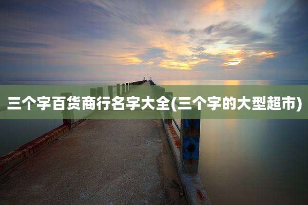 三个字百货商行名字大全(三个字的大型超市)