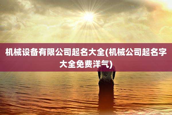 机械设备有限公司起名大全(机械公司起名字大全免费洋气)