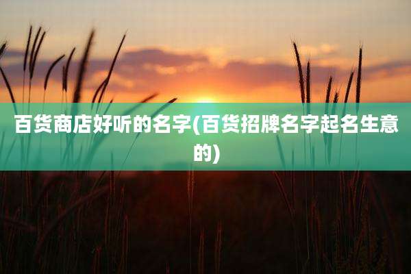 百货商店好听的名字(百货招牌名字起名生意的)