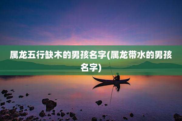 属龙五行缺木的男孩名字(属龙带水的男孩名字)