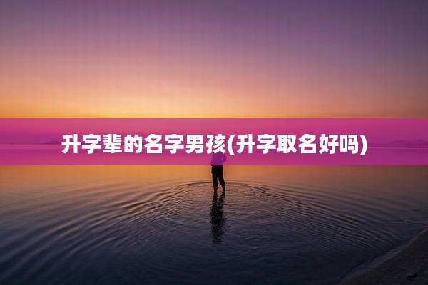 升字辈的名字男孩(升字取名好吗)