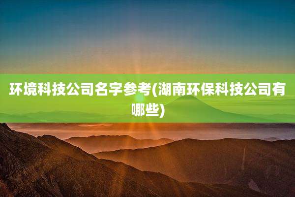 环境科技公司名字参考(湖南环保科技公司有哪些)