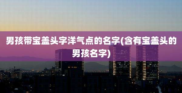 男孩带宝盖头字洋气点的名字(含有宝盖头的男孩名字)