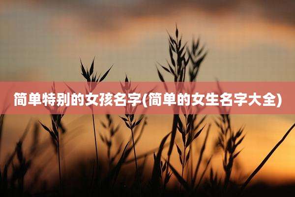 简单特别的女孩名字(简单的女生名字大全)