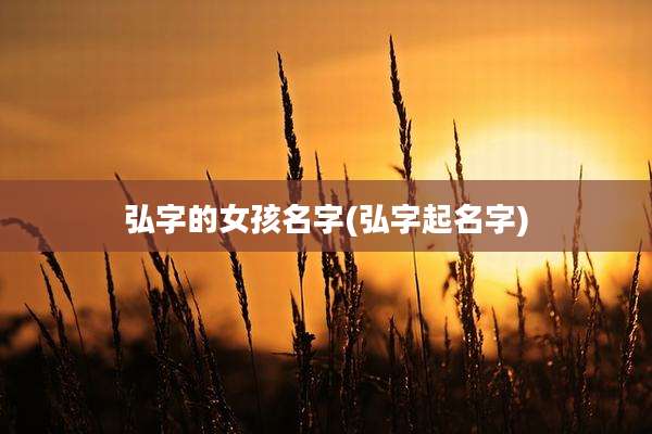 弘字的女孩名字(弘字起名字)