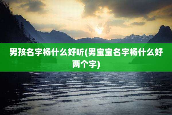 男孩名字杨什么好听(男宝宝名字杨什么好两个字)