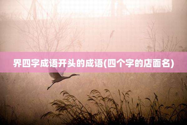界四字成语开头的成语(四个字的店面名)