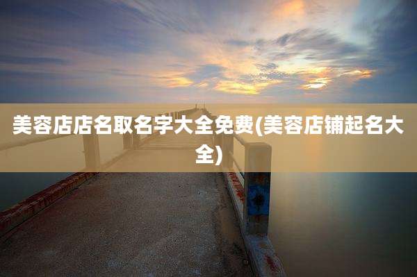 美容店店名取名字大全免费(美容店铺起名大全)