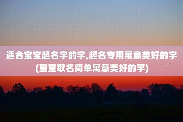 适合宝宝起名字的字,起名专用寓意美好的字(宝宝取名简单寓意美好的字)