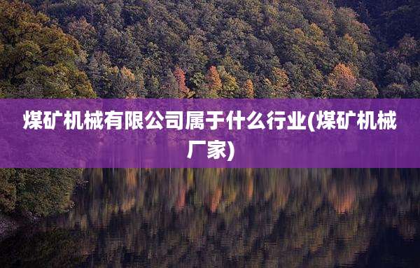煤矿机械有限公司属于什么行业(煤矿机械厂家)