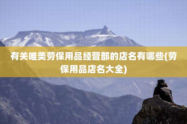 有关唯美劳保用品经营部的店名有哪些(劳保用品店名大全)