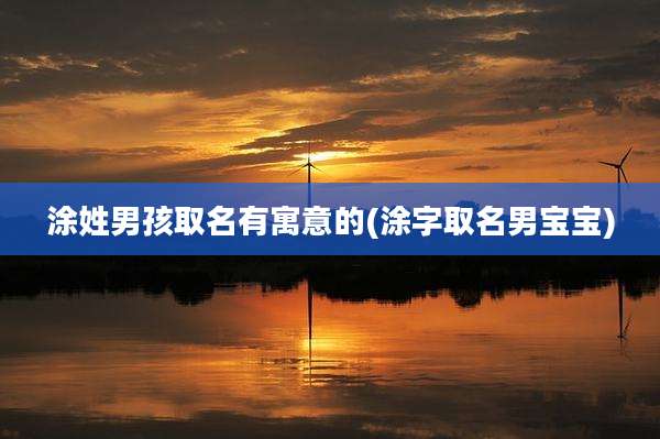 涂姓男孩取名有寓意的(涂字取名男宝宝)