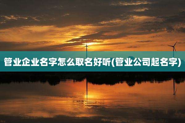 管业企业名字怎么取名好听(管业公司起名字)