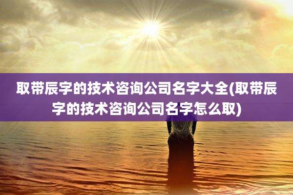 取带辰字的技术咨询公司名字大全(取带辰字的技术咨询公司名字怎么取)