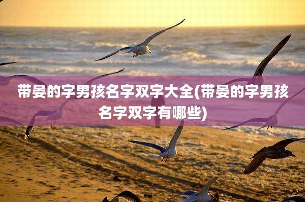 带晏的字男孩名字双字大全(带晏的字男孩名字双字有哪些)