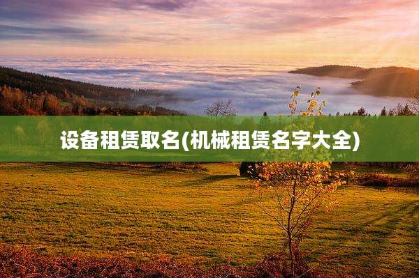 设备租赁取名(机械租赁名字大全)