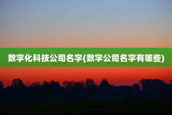 数字化科技公司名字(数字公司名字有哪些)