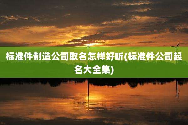 标准件制造公司取名怎样好听(标准件公司起名大全集)