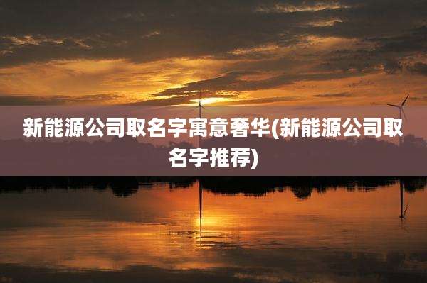 新能源公司取名字寓意奢华(新能源公司取名字推荐)