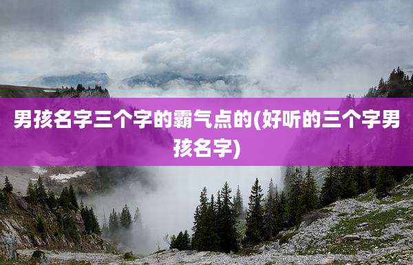 男孩名字三个字的霸气点的(好听的三个字男孩名字)