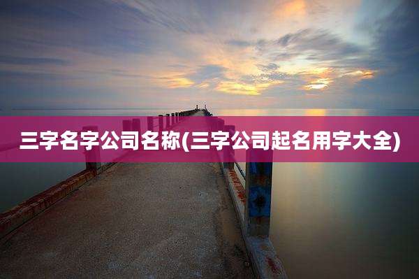 三字名字公司名称(三字公司起名用字大全)