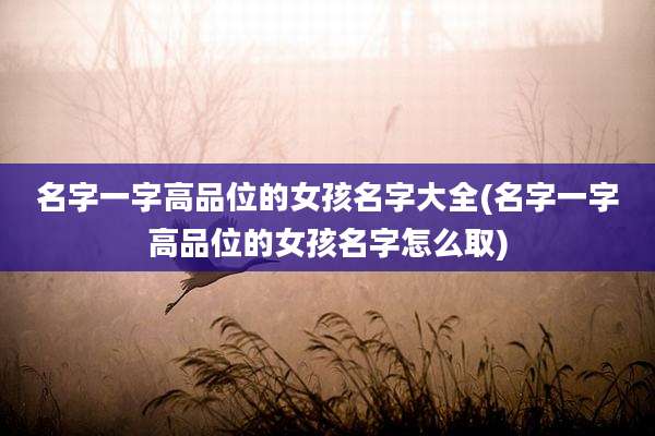 名字一字高品位的女孩名字大全(名字一字高品位的女孩名字怎么取)