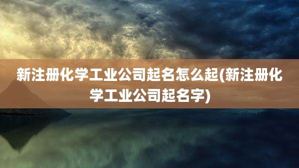 新注册化学工业公司起名怎么起(新注册化学工业公司起名字)