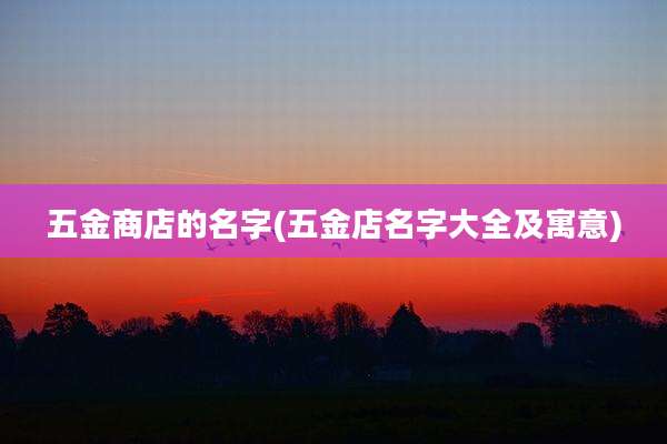 五金商店的名字(五金店名字大全及寓意)