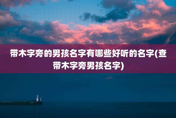带木字旁的男孩名字有哪些好听的名字(查带木字旁男孩名字)