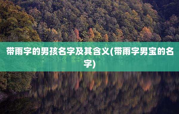 带雨字的男孩名字及其含义(带雨字男宝的名字)