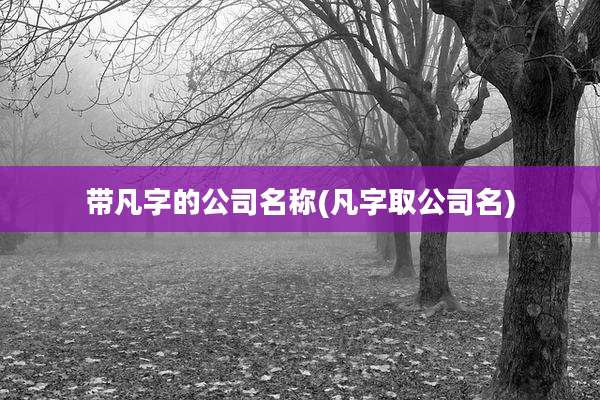 带凡字的公司名称(凡字取公司名)