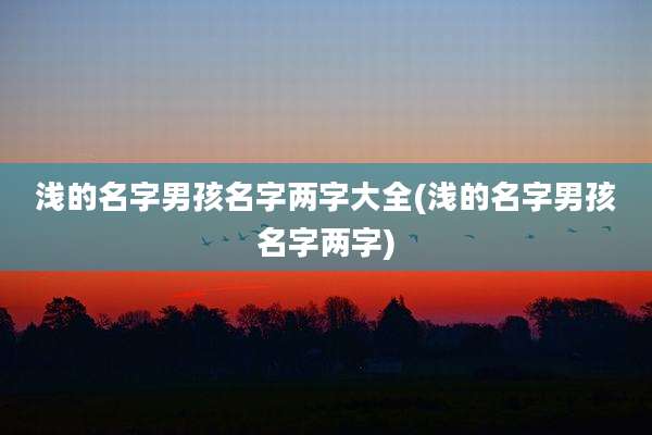 浅的名字男孩名字两字大全(浅的名字男孩名字两字)
