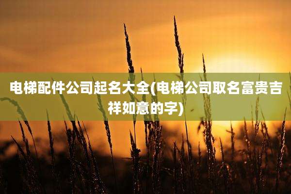电梯配件公司起名大全(电梯公司取名富贵吉祥如意的字)