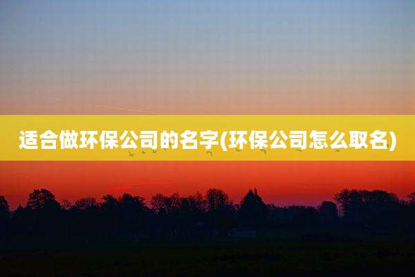 适合做环保公司的名字(环保公司怎么取名)