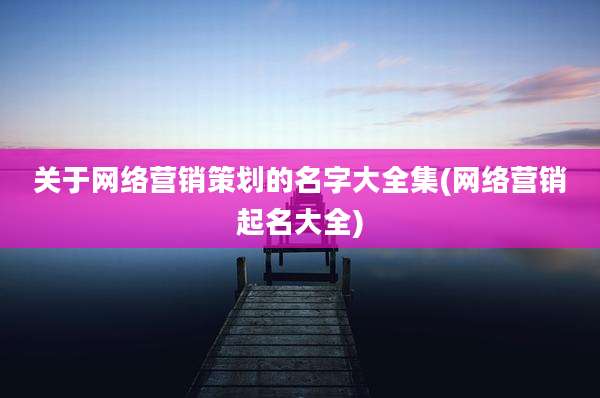 关于网络营销策划的名字大全集(网络营销起名大全)