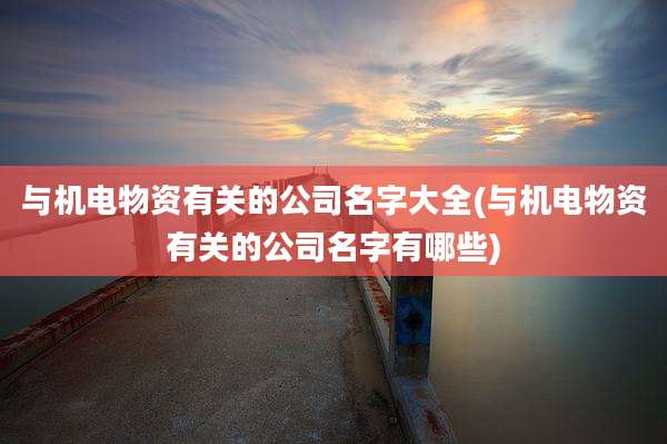与机电物资有关的公司名字大全(与机电物资有关的公司名字有哪些)