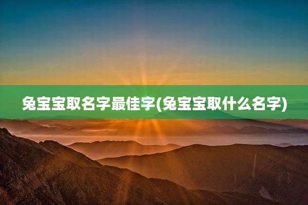 兔宝宝取名字最佳字(兔宝宝取什么名字)