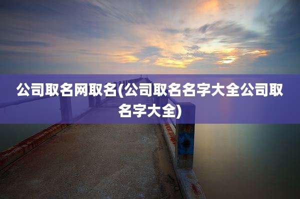 公司取名网取名(公司取名名字大全公司取名字大全)