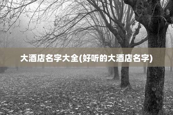 大酒店名字大全(好听的大酒店名字)