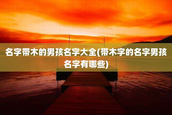 名字带木的男孩名字大全(带木字的名字男孩名字有哪些)