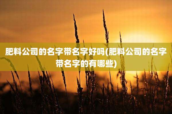 肥料公司的名字带名字好吗(肥料公司的名字带名字的有哪些)