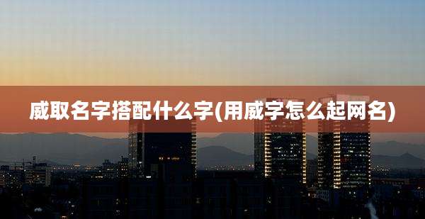 威取名字搭配什么字(用威字怎么起网名)