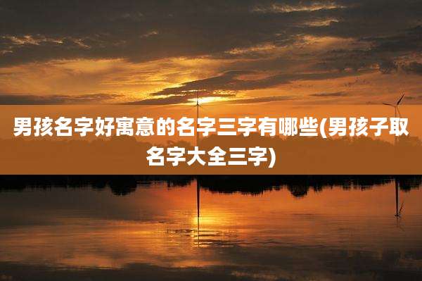 男孩名字好寓意的名字三字有哪些(男孩子取名字大全三字)