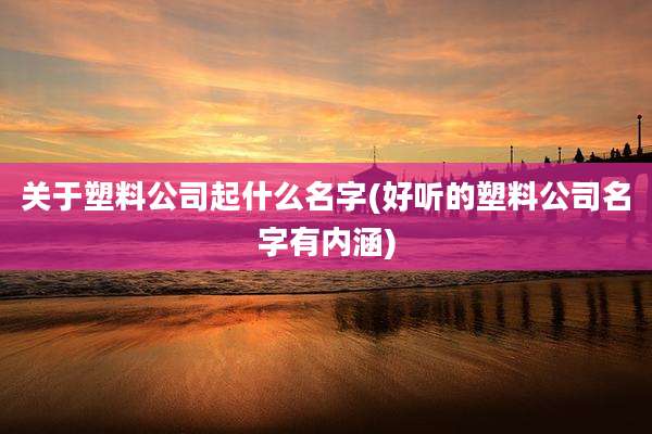 关于塑料公司起什么名字(好听的塑料公司名字有内涵)