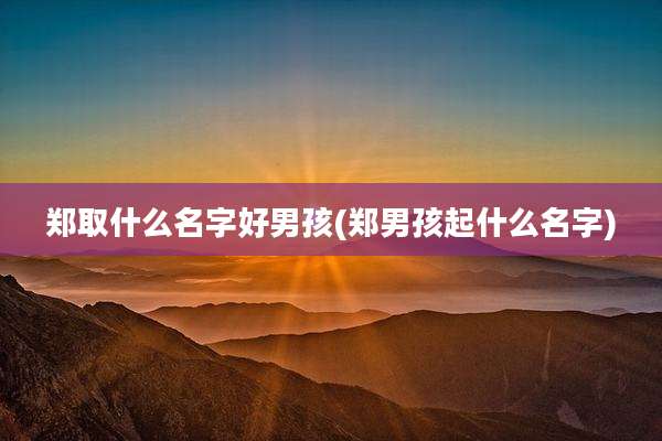郑取什么名字好男孩(郑男孩起什么名字)