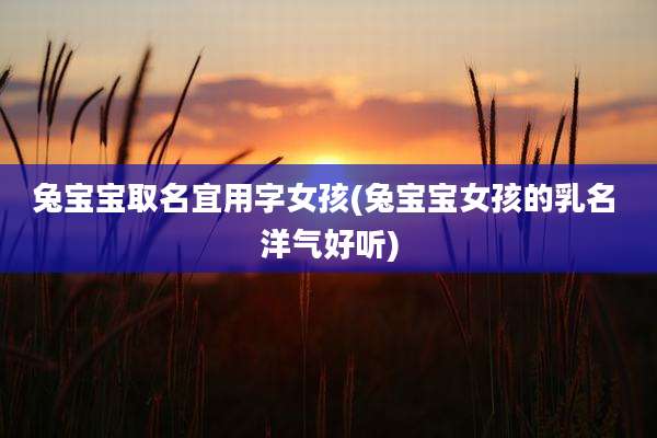 兔宝宝取名宜用字女孩(兔宝宝女孩的乳名 洋气好听)