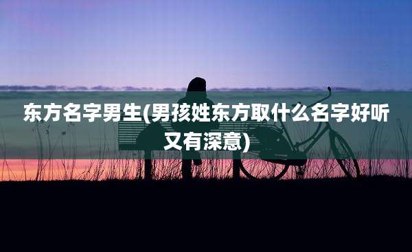 东方名字男生(男孩姓东方取什么名字好听又有深意)
