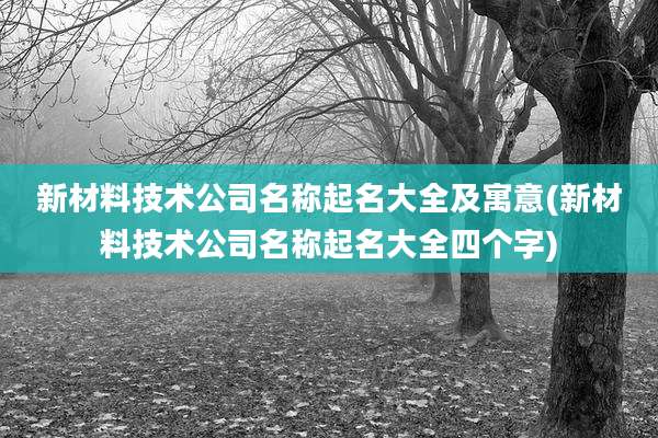 新材料技术公司名称起名大全及寓意(新材料技术公司名称起名大全四个字)